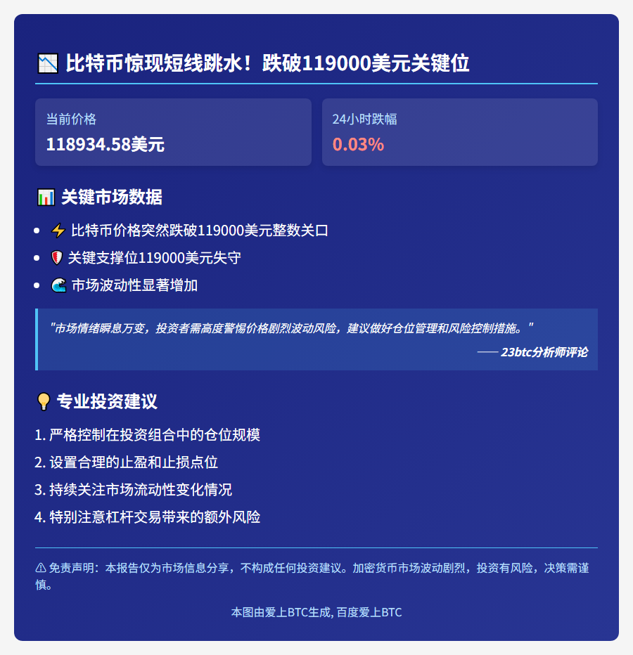 比特币跌穿11.9万刀