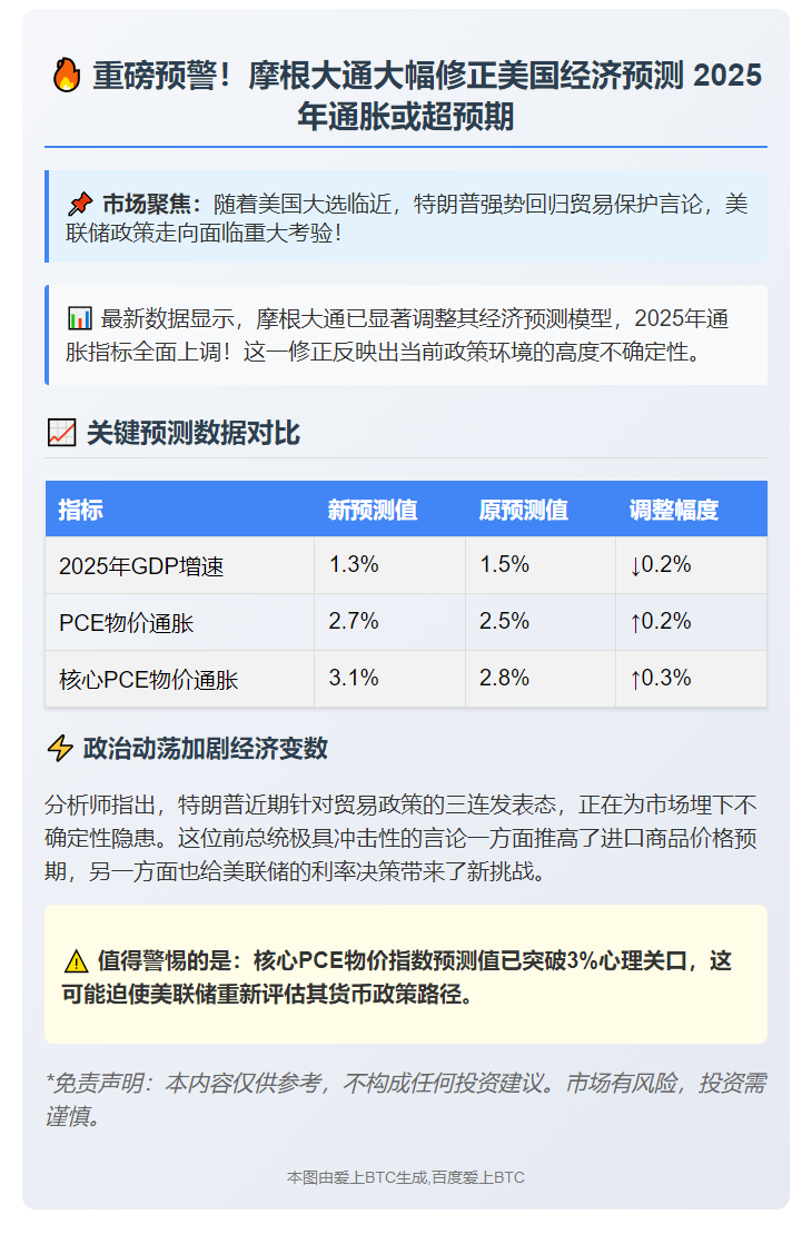 摩根大通上调美国通胀预期