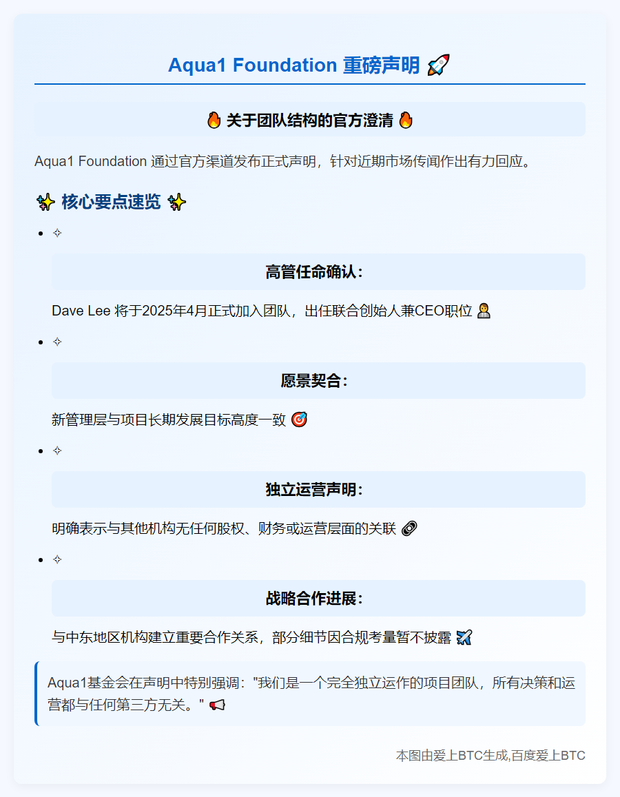 Aqua1独立运营，与Web3port无关
