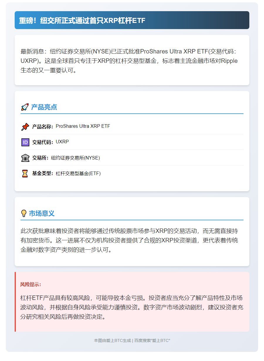 纽交所批准XRP杠杆ETF