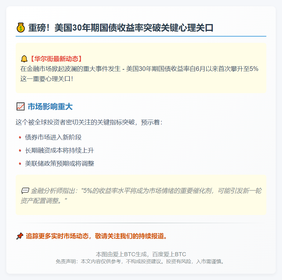 美30年债收益率重返5%