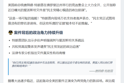 特朗普：爱泼斯坦文件是民主党捏造