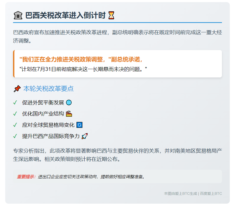 巴西副总统：7月31日前解决关税
