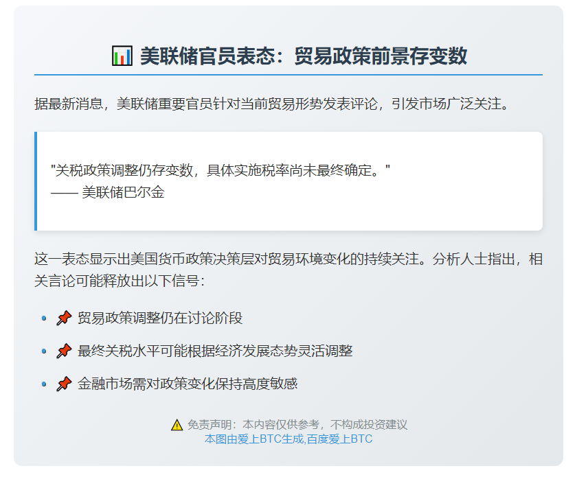美联储巴尔金：关税水平仍不确定