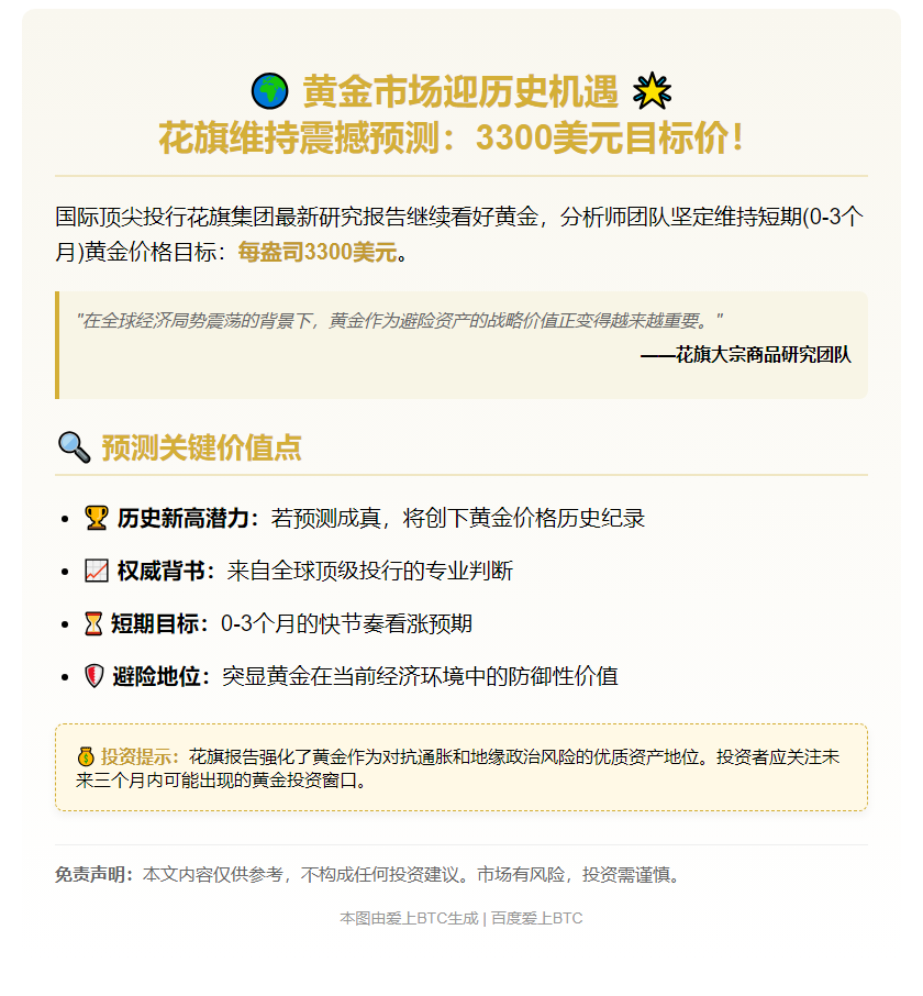 "花旗维持0-3月金价目标3300美元"