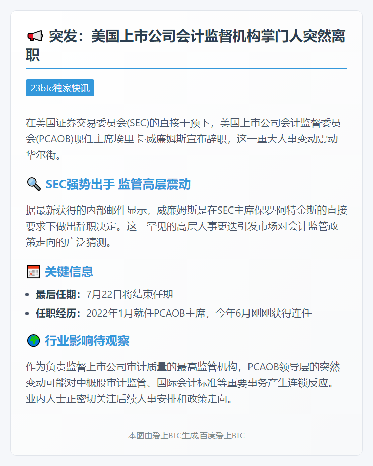 美上市公司监督机构主席应要求辞职