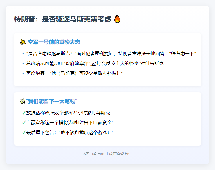 特朗普：是否驱逐马斯克需考虑