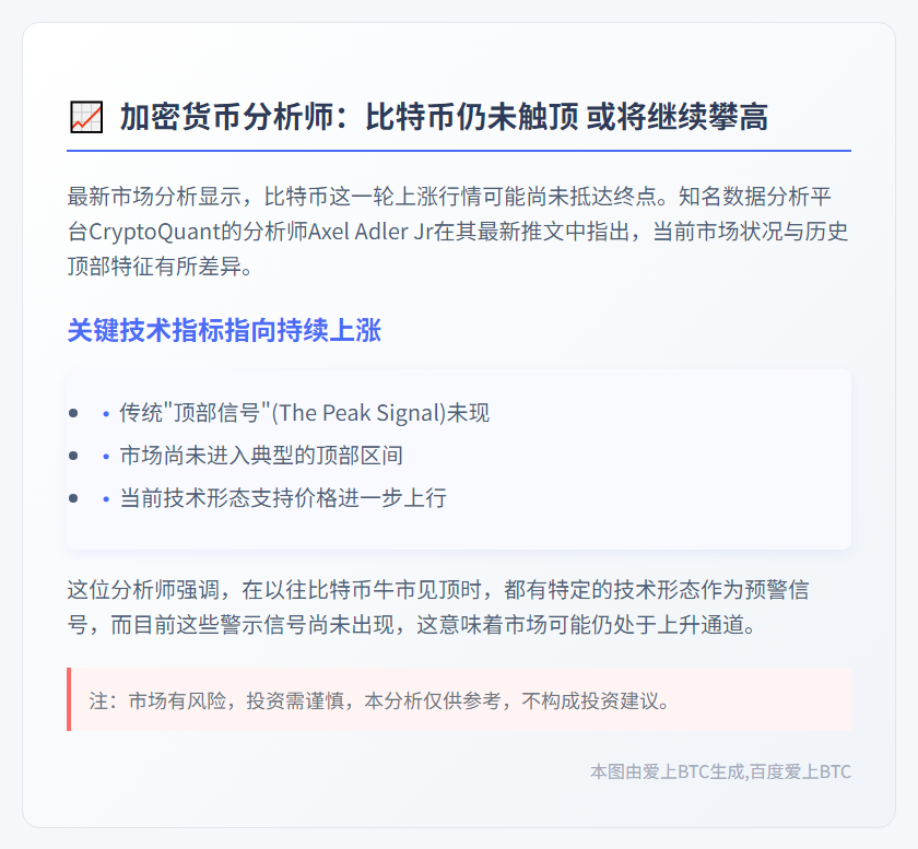 比特币或仍有上涨空间，分析师称未见顶部信号