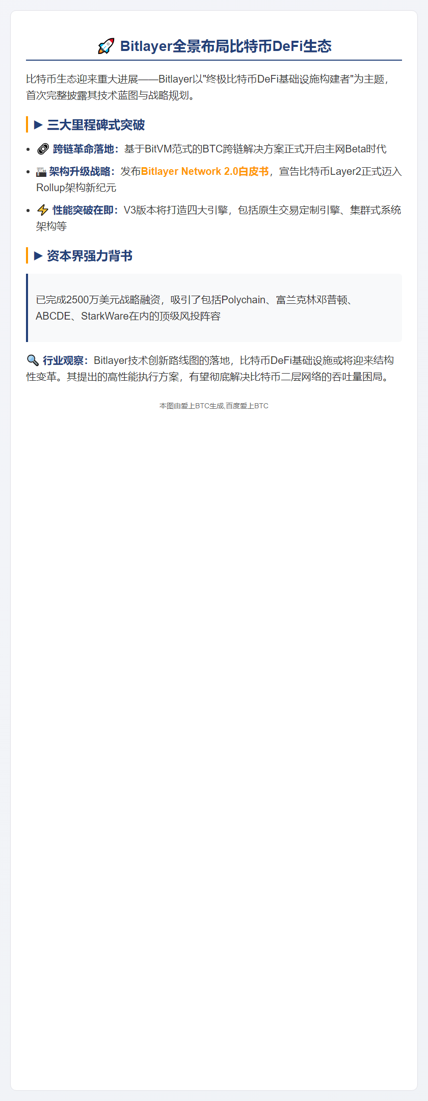 Bitlayer发布路线图，打造比特币DeFi终极设施