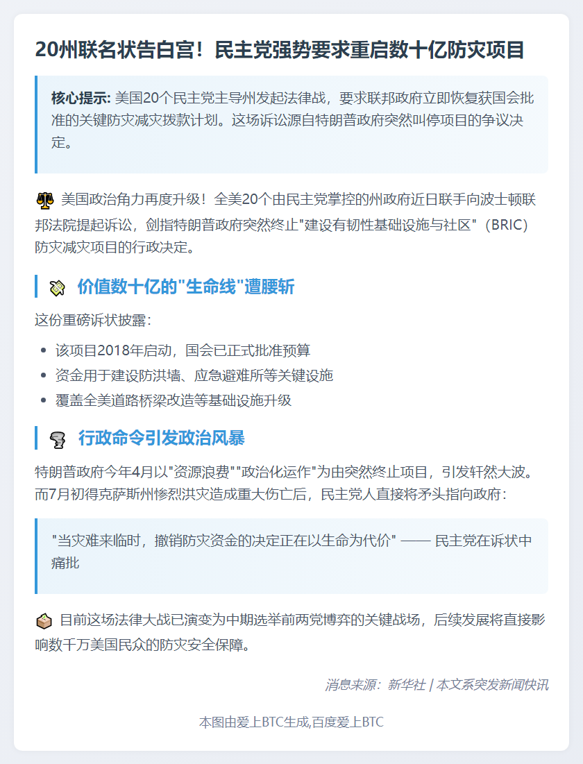 20州诉特朗普 求恢复防灾计划