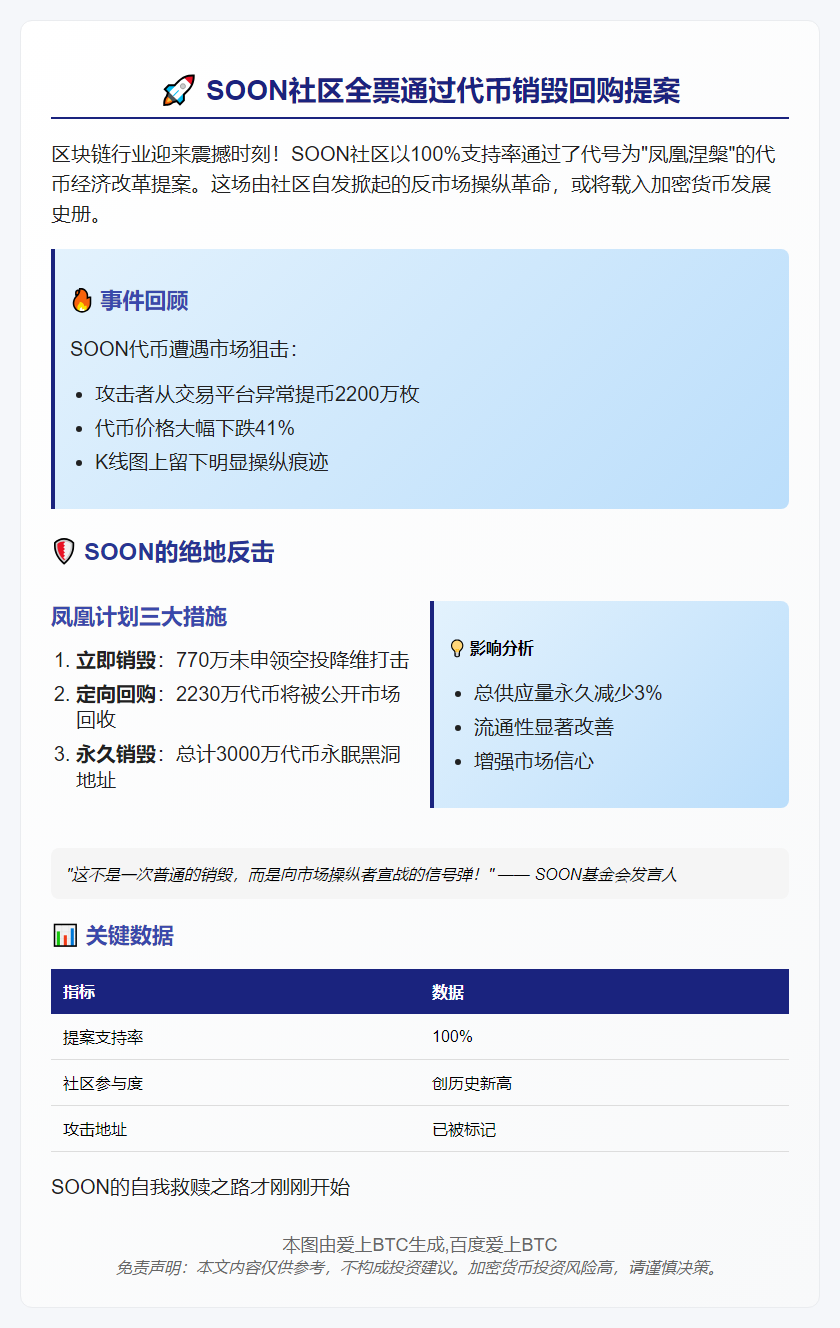 SOON社区全票通过代币销毁回购提案