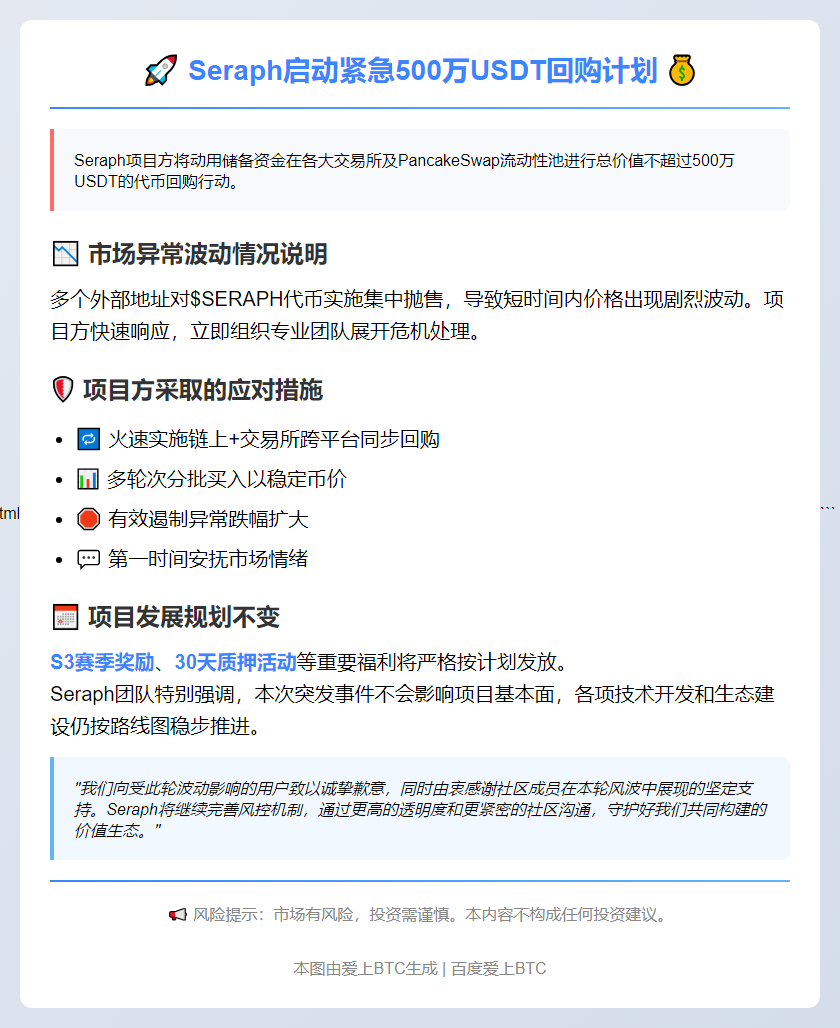 Seraph拟回购500万USDT代币