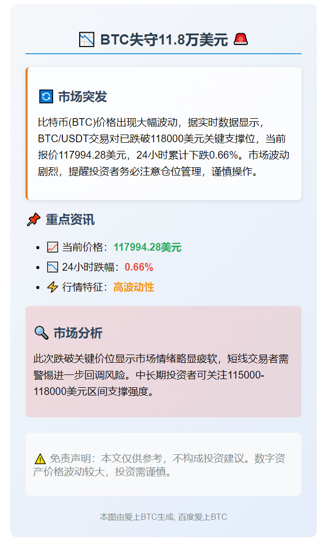 BTC失守11.8万美元