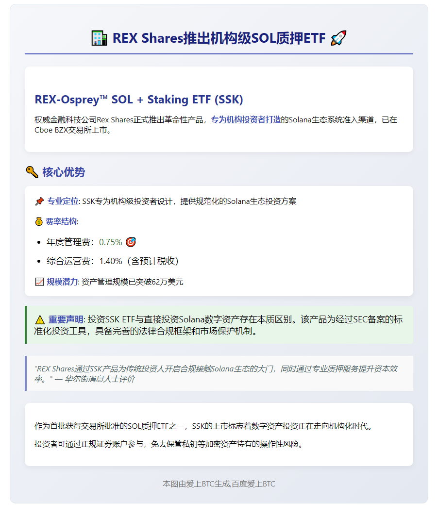 "Rex Shares：SSK投资非直接Solana，费率0.75%"