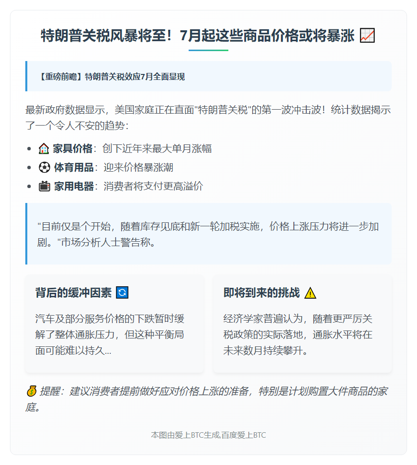 7月或见特朗普关税通胀影响