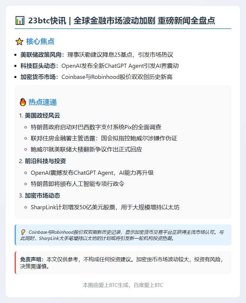 23btc晨讯 | 7月18日隔夜要闻速览
