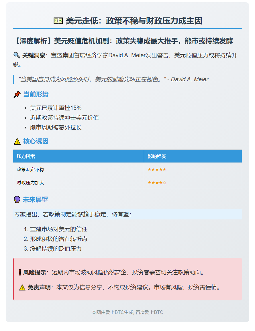 美元走低：政策不稳与财政压力成主因