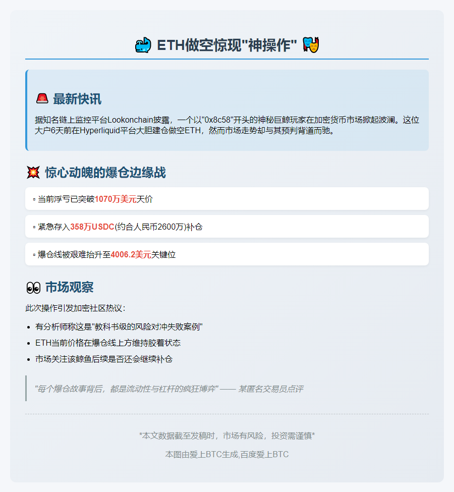 鲸鱼做空ETH巨亏超1070万