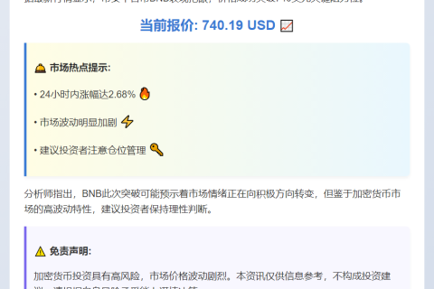 改写后的标题为：BNB突破740美元