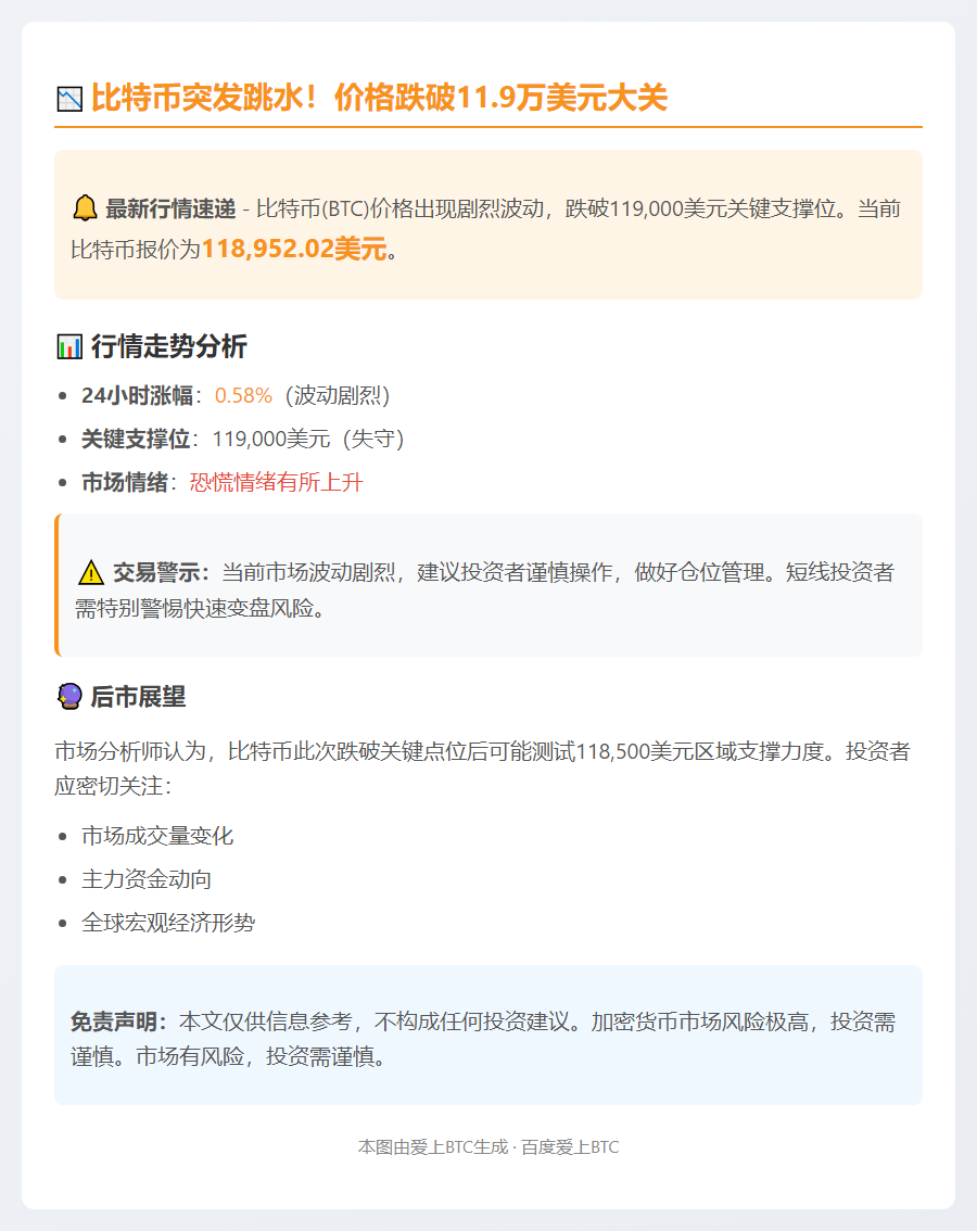 BTC跌破11.9万美元