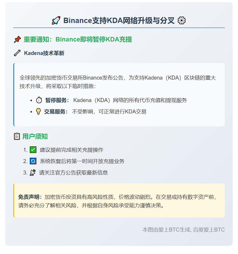 Binance支持KDA网络升级与分叉