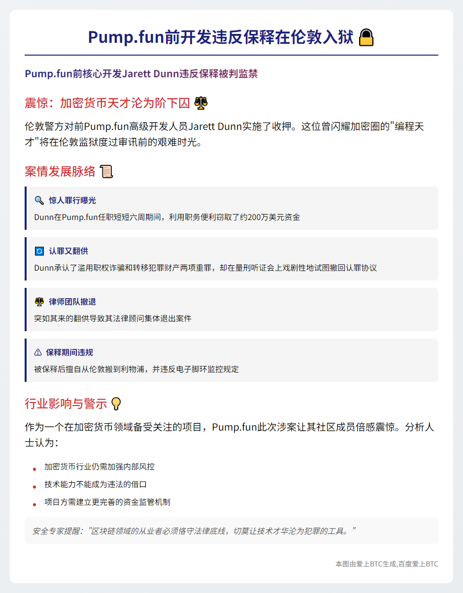 Pump.fun前开发违反保释在伦敦入狱