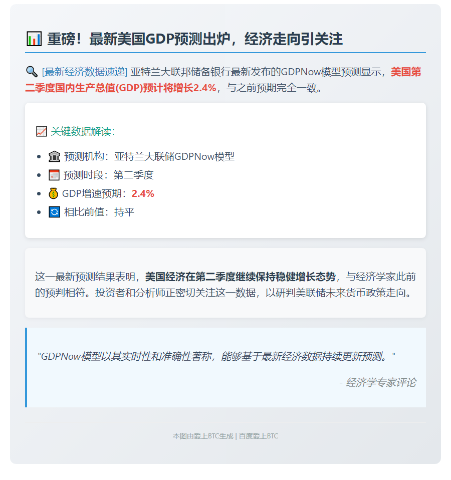 美二季度GDP增速预计2.4% 与前期持平