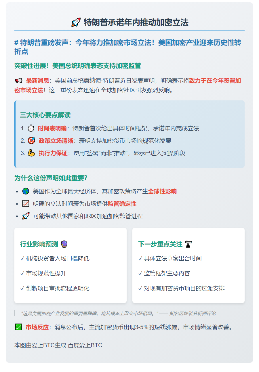特朗普承诺年内推动加密立法