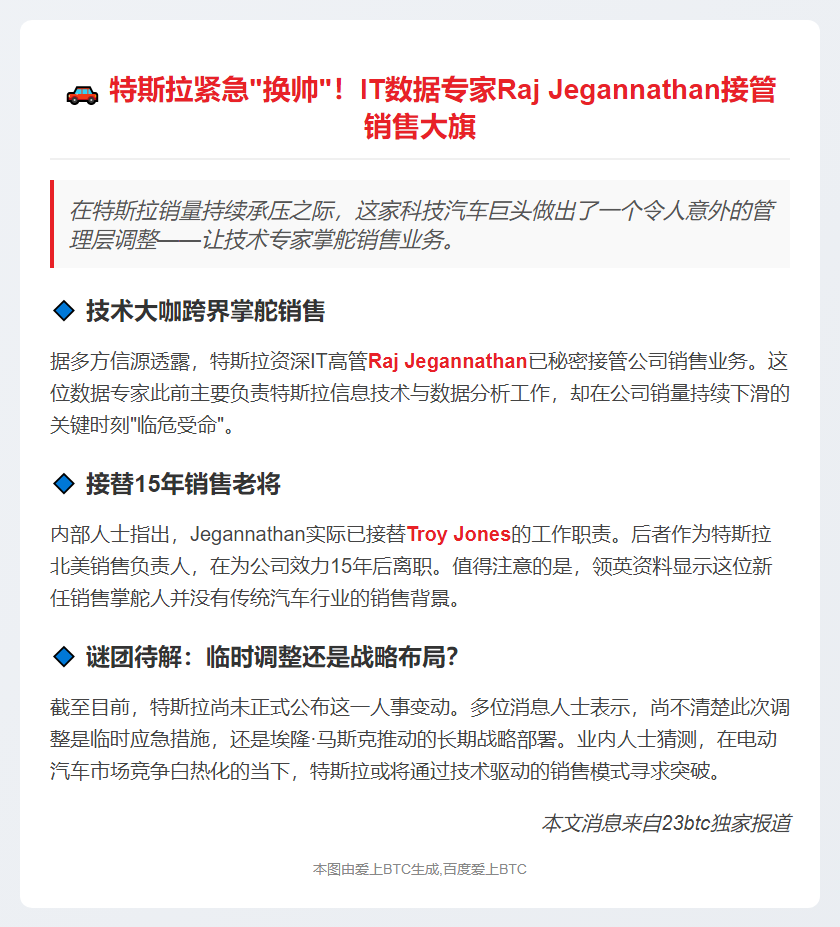 特斯拉高管接管销售