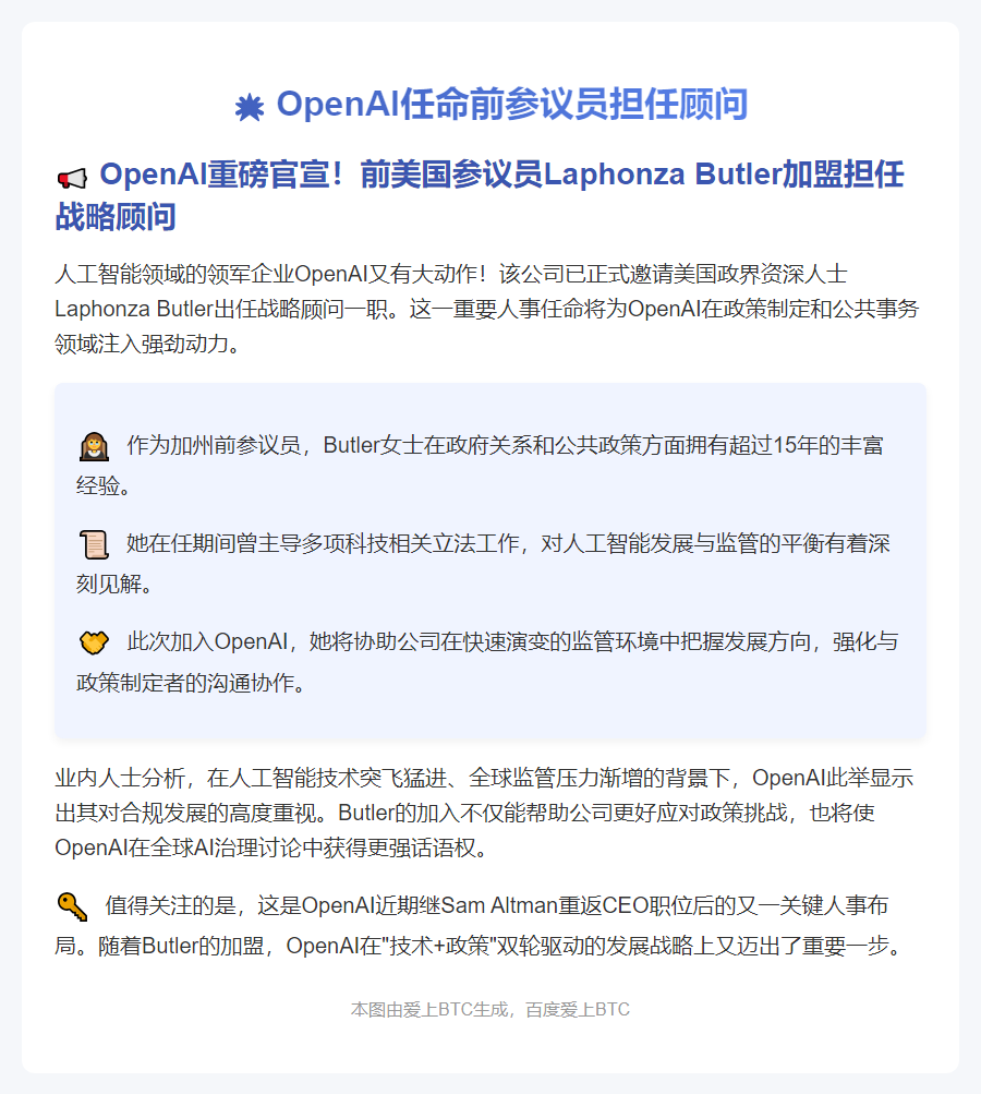 OpenAI任命前参议员担任顾问