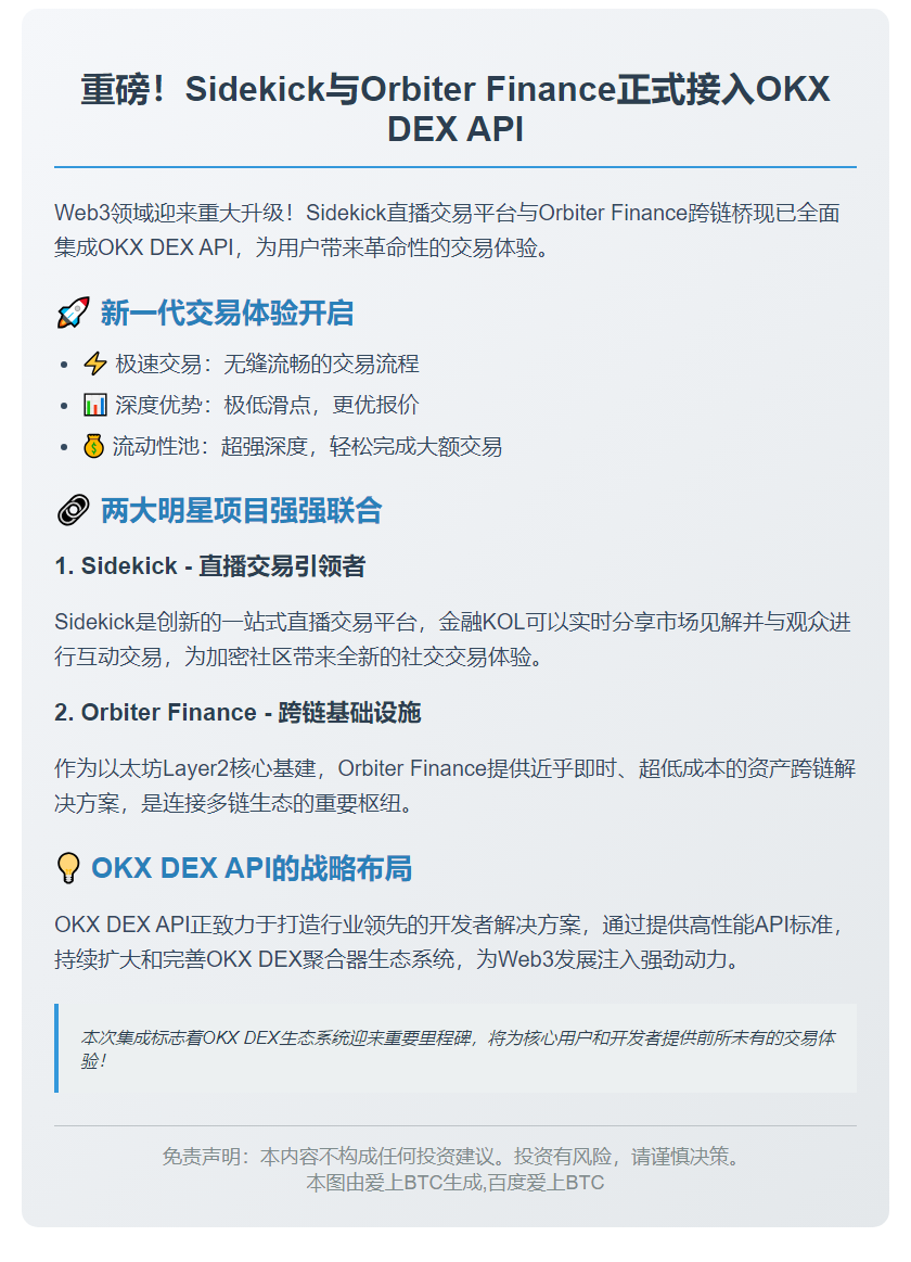 "Sidekick & Orbiter Finance集成OKX DEX API"