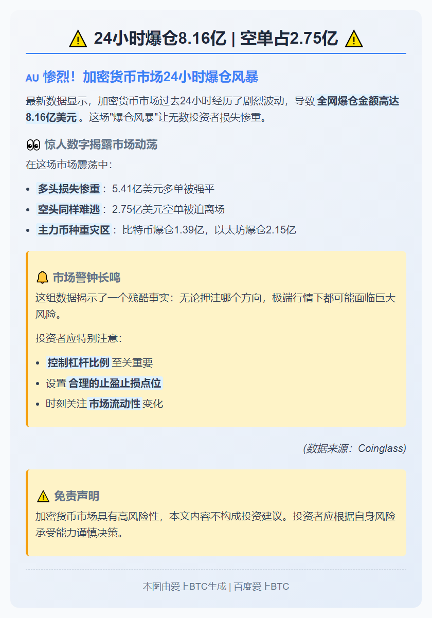 24小时爆仓8.16亿 空单占2.75亿
