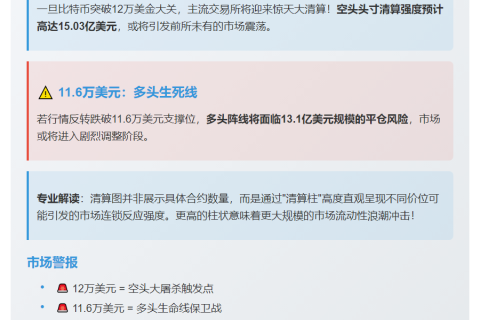 比特币突破12万将引发15亿空单清算