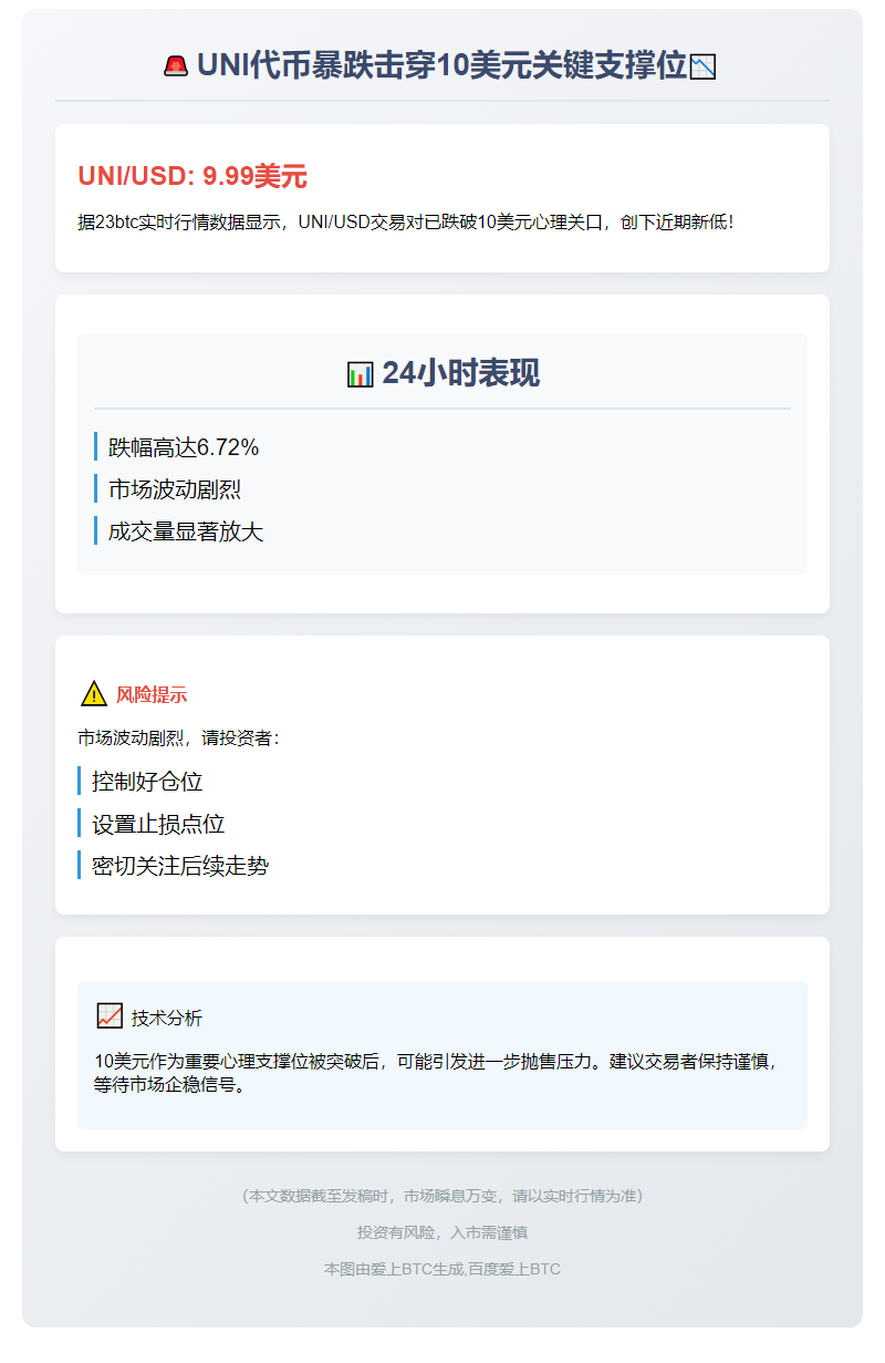 UNI跌破10美元关口