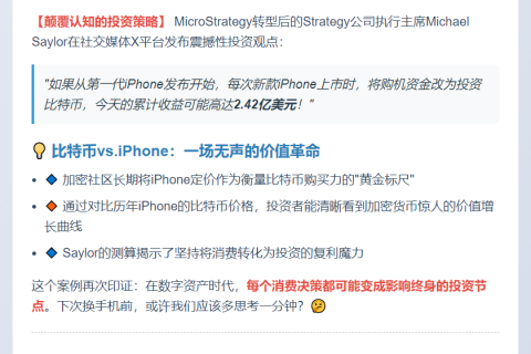 “Michael Saylor：换iPhone不如买比特币，或赚2.42亿”
