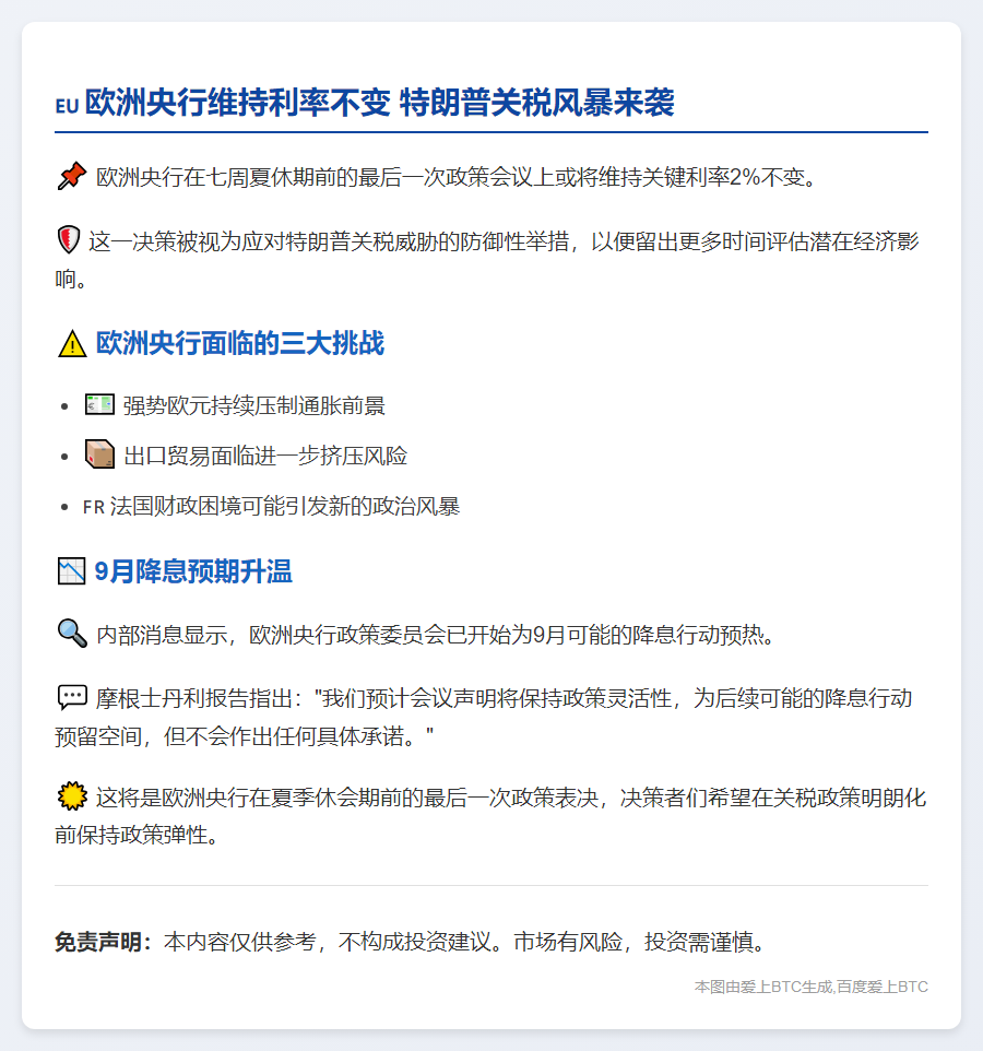 欧洲央行或维持利率 拉加德警示下行风险