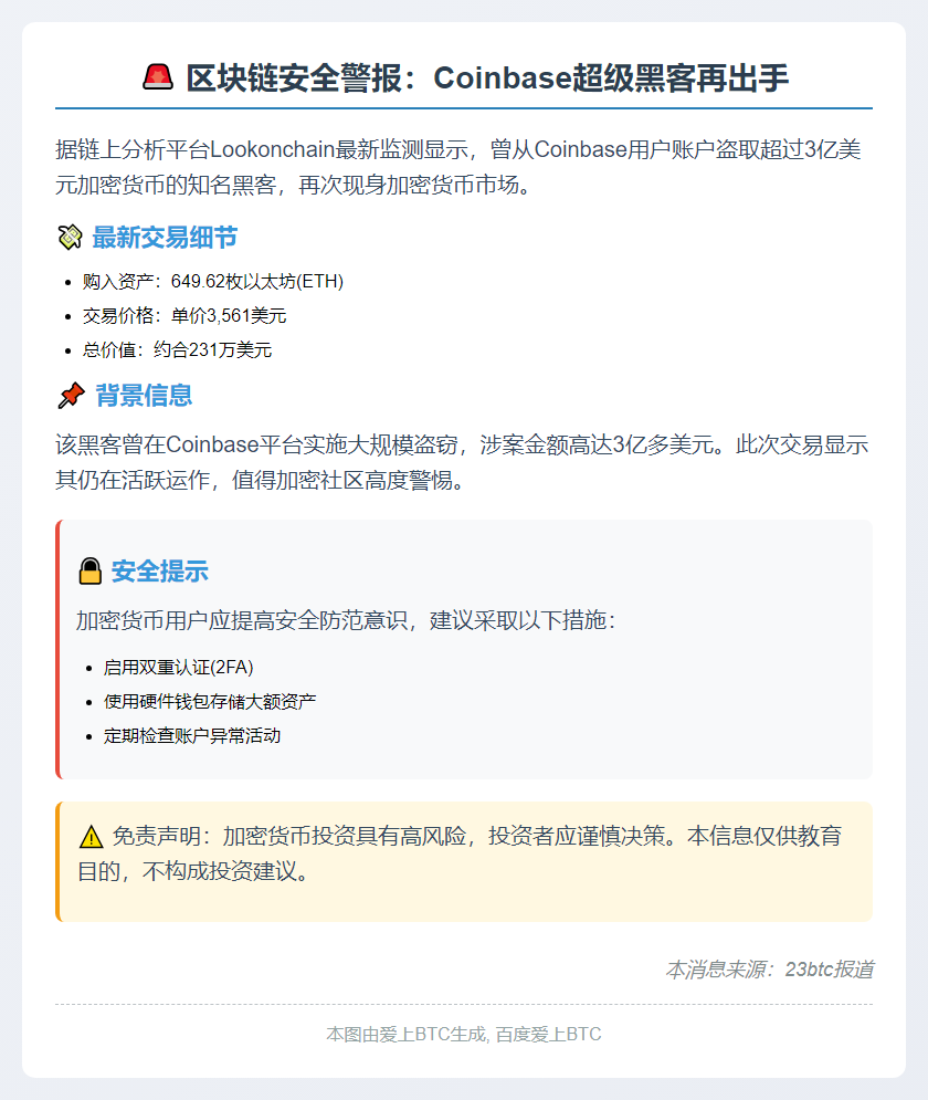 盗3亿的黑客再购231万ETH