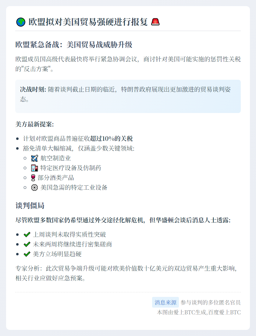 消息欧盟拟对美国贸易强硬进行报复