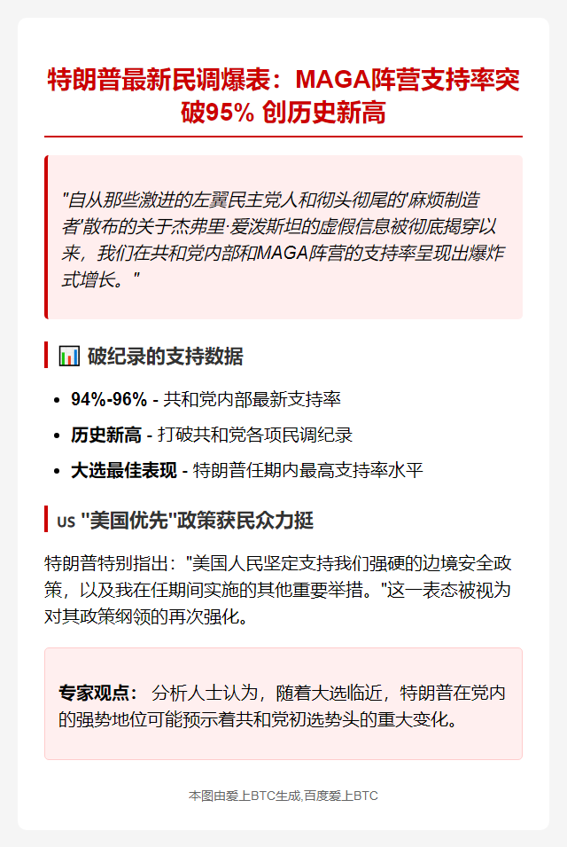 特朗普共和党内支持率飙升