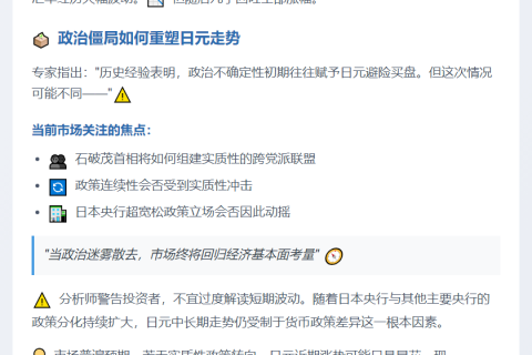 政治不确定对日元利好减弱