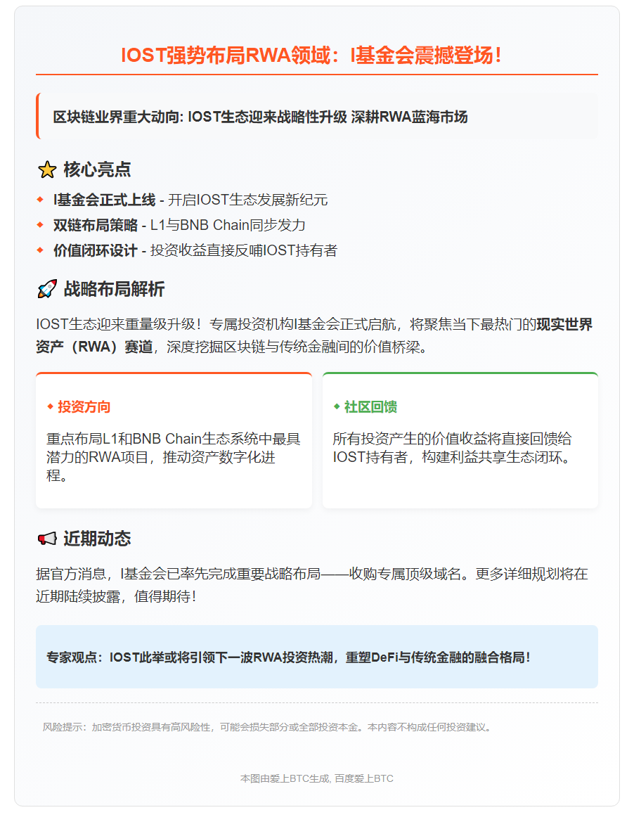 IOST成立I基金，专注RWA投资