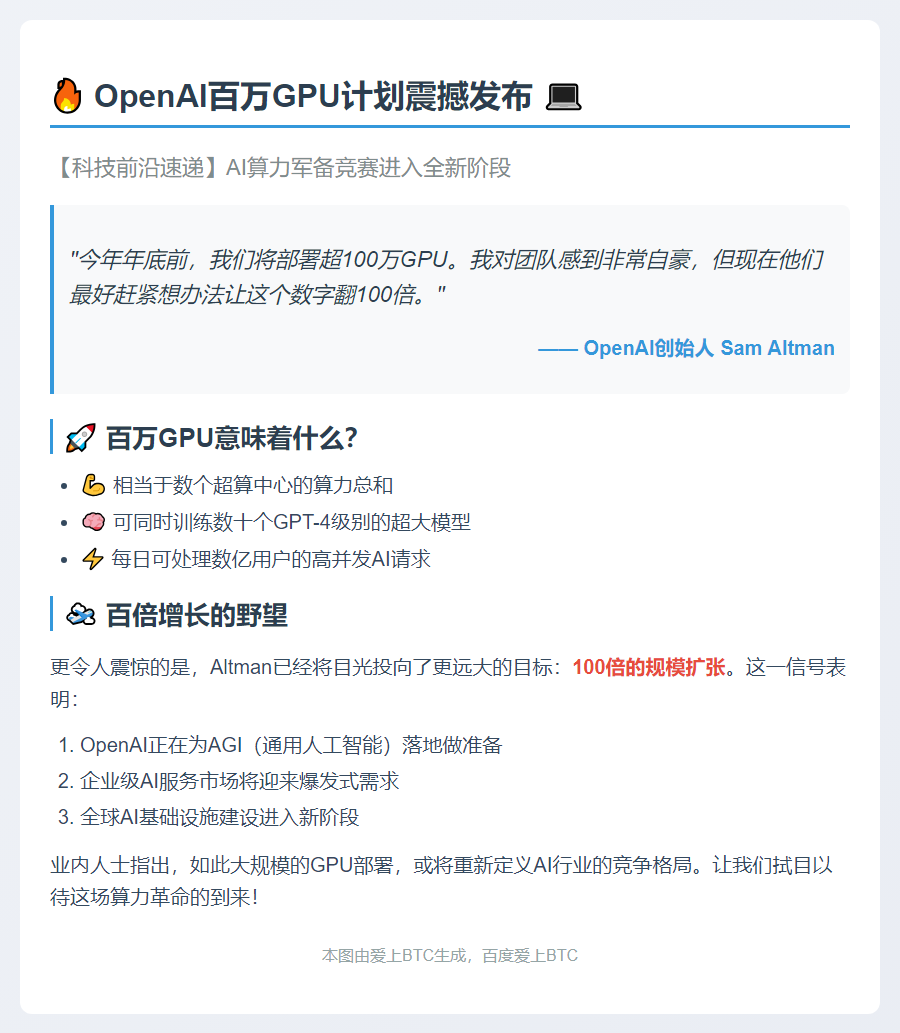 OpenAI年底部署超百万GPU
