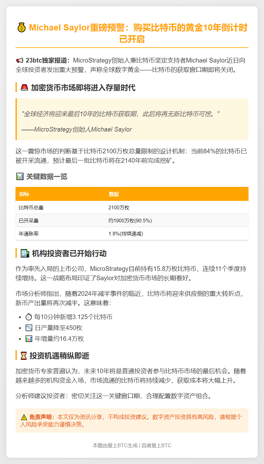 比特币机会仅剩10年