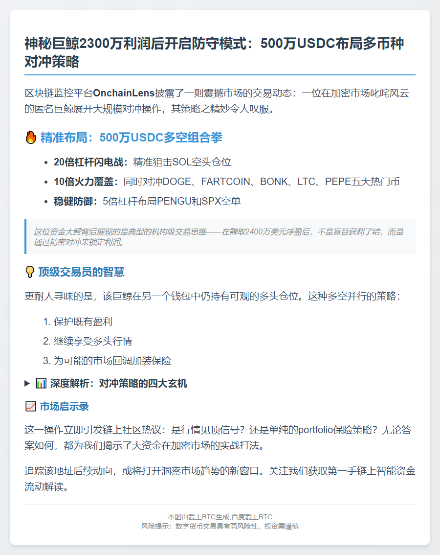 鲸鱼做多浮盈2400万后押注空头