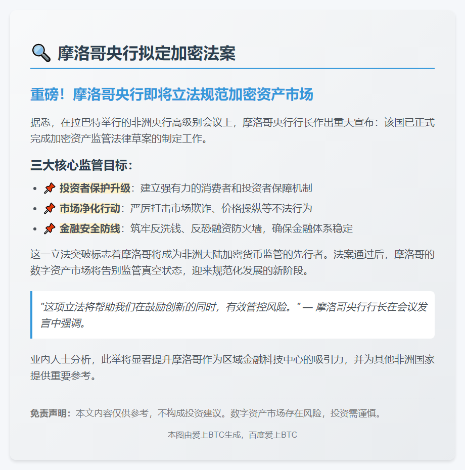 "摩洛哥央行拟定加密法案"