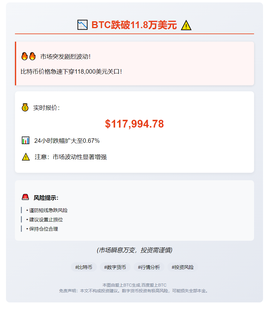 BTC跌破11.8万美元