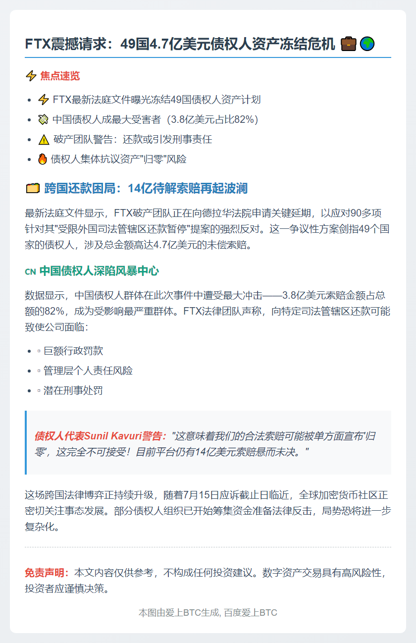 FTX申请延期回应4.7亿美元海外索赔冻结