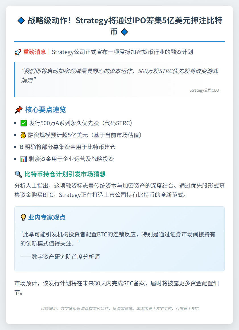 战略拟发500万股购比特币