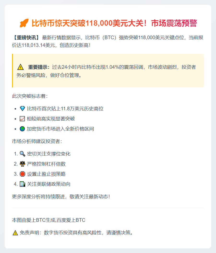 BTC突破11.8万美元