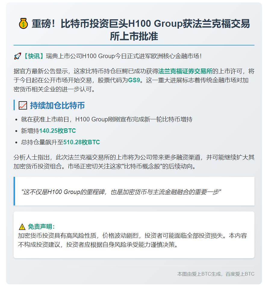 H100 Group获批在法兰克福上市